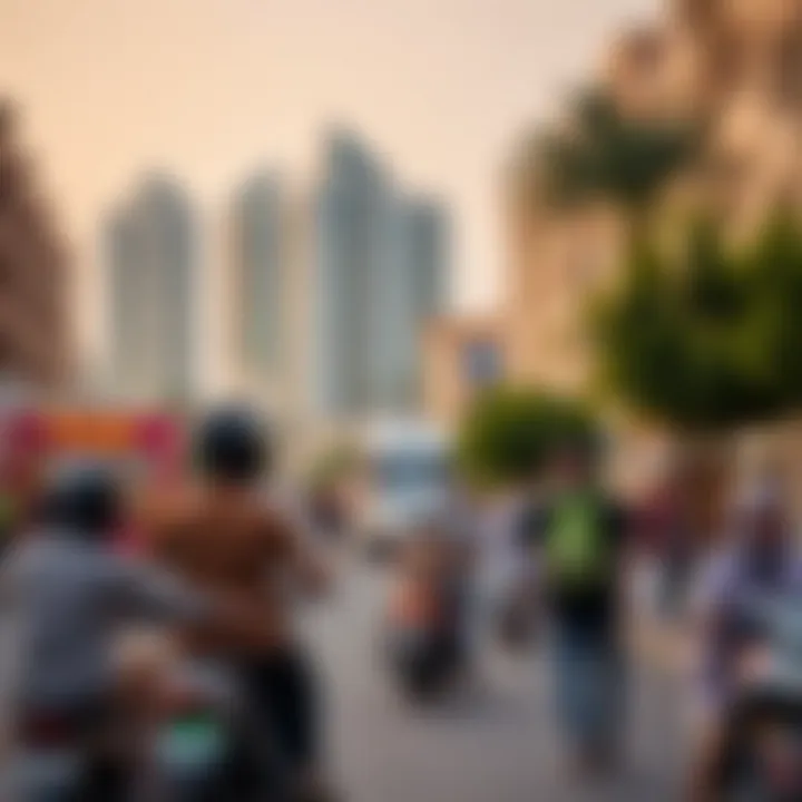 Vibrant Community Surrounding Amwaj Vibrant community lifestyle around Amwaj buildings