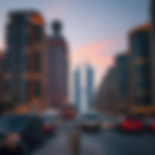 Stunning skyline view of Amwaj buildings in Dubai