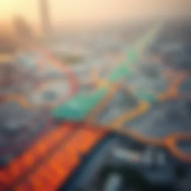 Economic Connectivity through Dubai-Al Ain Road Map highlighting economic zones linked by the Dubai-Al Ain Road