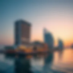 Stunning view of the Five Palm Jumeirah exterior at sunset