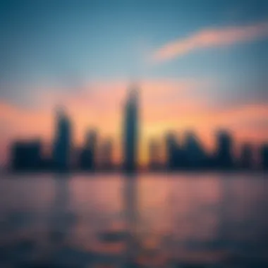 Sunset Skyline of Reem Island Reem Island skyline at sunset with vibrant colors reflecting on the water
