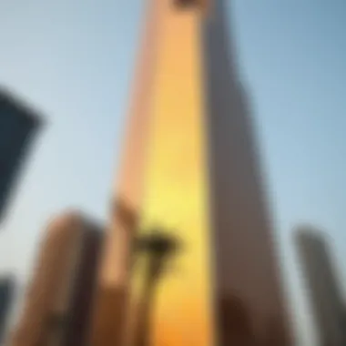 Architectural Marvel of Gold Tower Architectural detail of the Gold Tower showcasing its distinctive design.