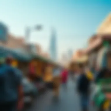 A vibrant street market in Dubai filled with local crafts