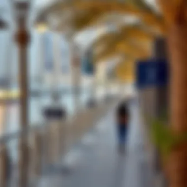 A scenic waterfront view in Dubai with people walking