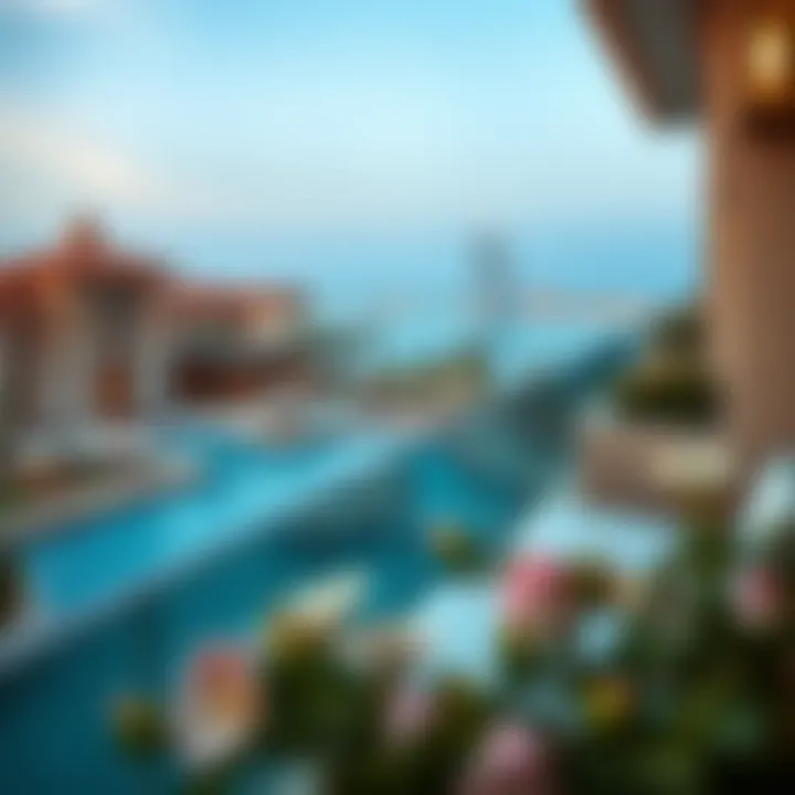 Stunning views from a hotel balcony overlooking the World Islands