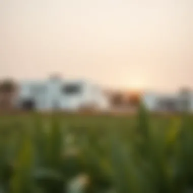Agricultural landscape with Falah homes in the background