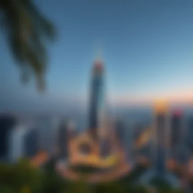 Panoramic view of the Festival Tower showcasing its architectural design