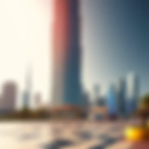 Stunning architecture of Festival Tower against the Dubai skyline