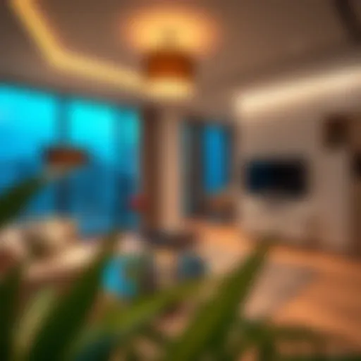 Stylish furnished studio interior showcasing modern decor