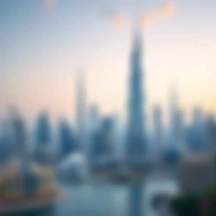 Stunning view of Hamdan Al Sayyah Tower against the Dubai skyline