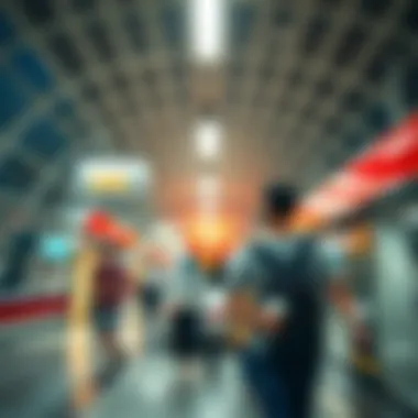 Inside the Mall of the Emirates Metro: A Hub of Activity Interior of the Mall of the Emirates metro station with passengers in transit