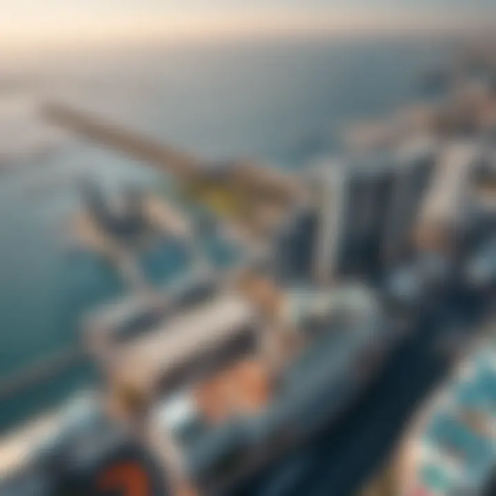 Aerial view of Marina Plaza highlighting its strategic location in Dubai.