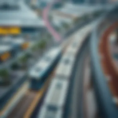 Aerial Perspective of Dubai Metro and Expo 2020 Connection Aerial view of the Dubai Metro showcasing the Expo 2020 route