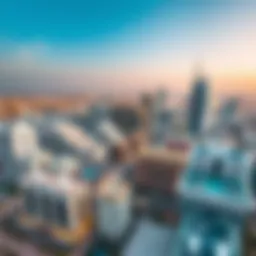 A panoramic view of International City showcasing diverse architecture