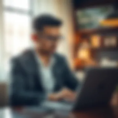 An individual analyzing job offers on a laptop