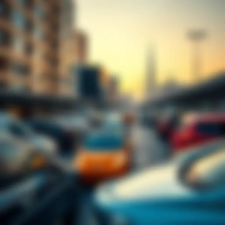 Dynamic Urban Parking Landscape Busy parking lot in Dubai