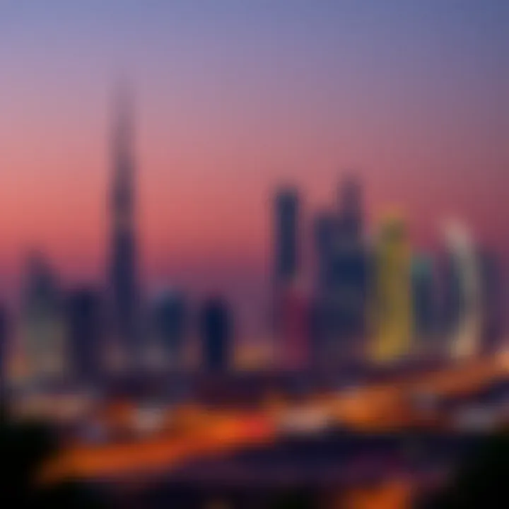 Dubai skyline illuminated for a holiday celebration