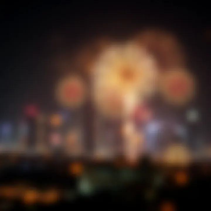 Fireworks illuminating the skyline of Dubai during New Year