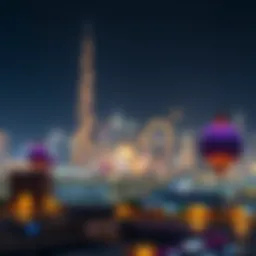 Stunning skyline of Dubai with Ramadan decorations