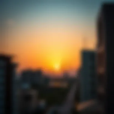 Tranquil sunset view over Dubai's skyline during Ramadan