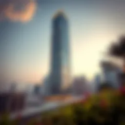 Stunning view of Regal Tower against Dubai skyline