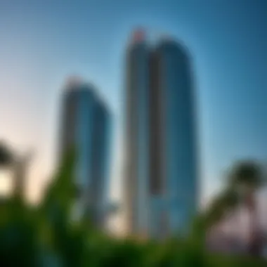 Stunning view of Rihan Heights Tower C showcasing its unique architectural design