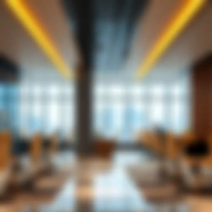 Interior office spaces highlighting modern design and amenities