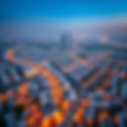 Aerial view of the developing neighborhood showcasing urban planning