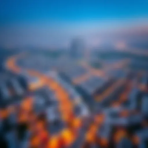 Aerial view of the developing neighborhood showcasing urban planning