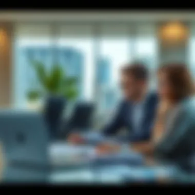 Market Trends Analysis for Investors Investors analyzing market trends in a modern office
