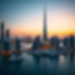 Stunning view of Marina Sail Tower at sunset