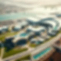 Aerial view of the Peninsula Project showcasing its modern architectural design