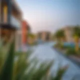 Scenic view of Tilal Al Ghaf community showcasing modern architecture