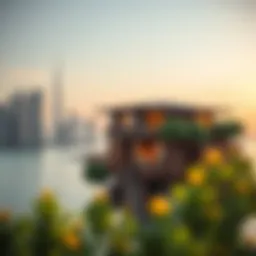 Stunning view of Treehouse architecture against the Dubai skyline