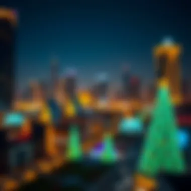 Dubai Skyline Festivities Modern skyline of Dubai during holiday season