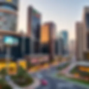 DIFC Business District Landscape Visual representation of the DIFC area showcasing business buildings