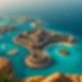 Aerial Perspective of The World Islands Aerial view of The World Islands in Dubai showcasing unique layouts