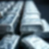 A close-up view of shimmering silver bars stacked elegantly, representing the essence of value.