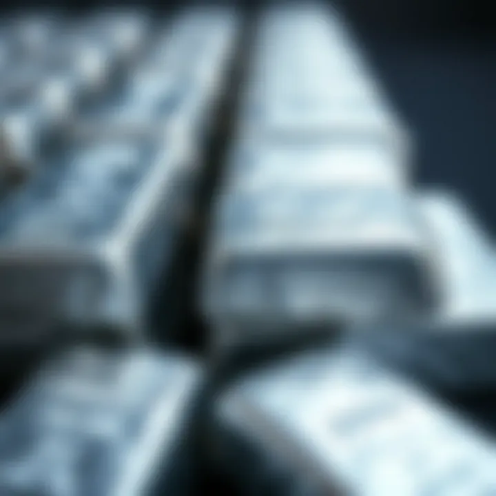 A close-up view of shimmering silver bars stacked elegantly, representing the essence of value.