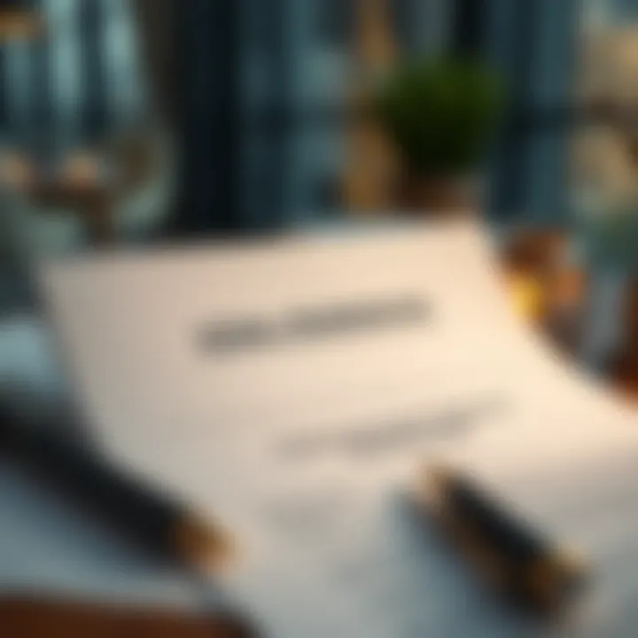 A conceptual graphic of legal documents and a pen representing the application process