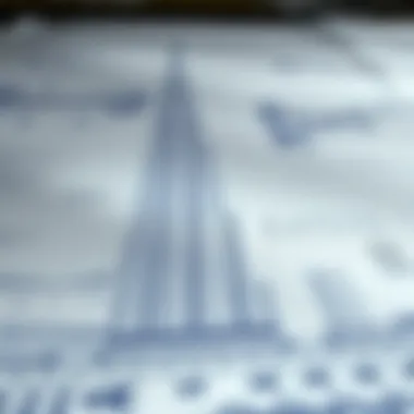 Architectural blueprint highlighting the design details of Burj Khalifa