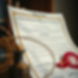 Detailed view of a title deed certificate highlighting key elements