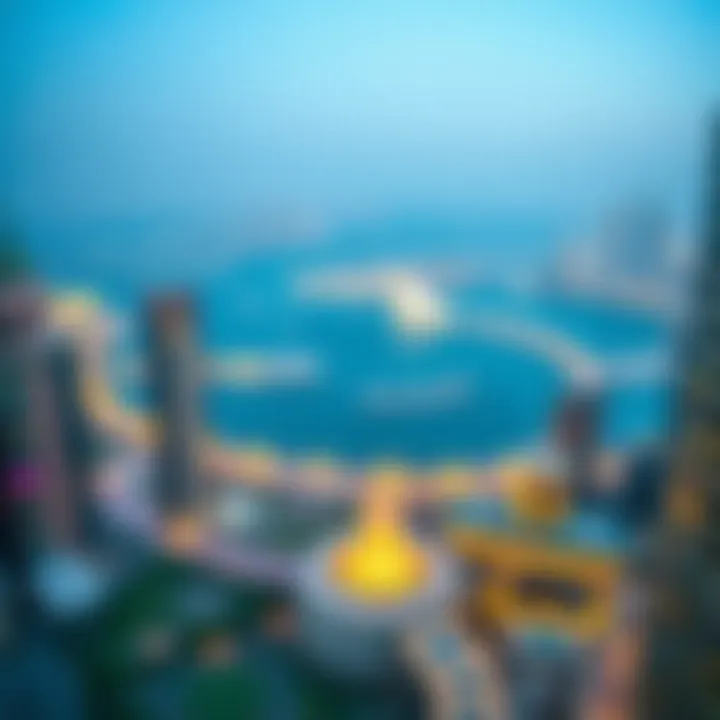 Panoramic view from the terrace of Uptown Tower overlooking the Jumeirah Lake